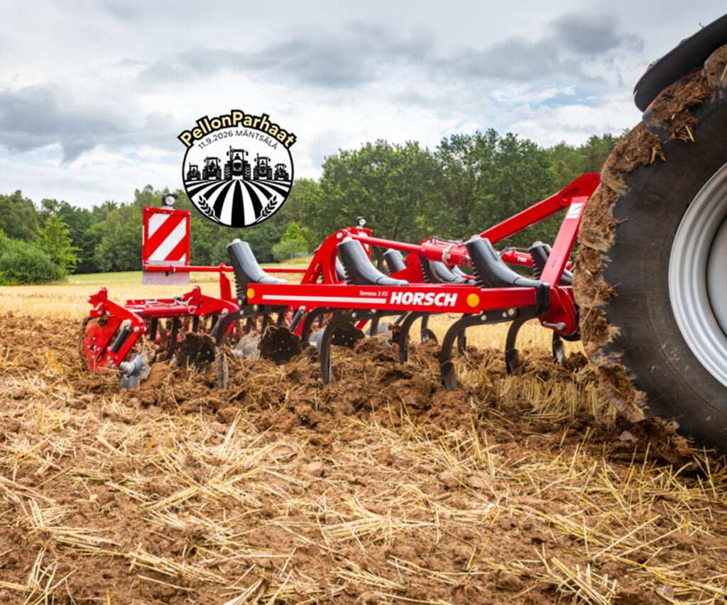 Horsch Terrano -kultivaattori kultivoimassa peltoa Pellon Parhaat -tapahtumassa.