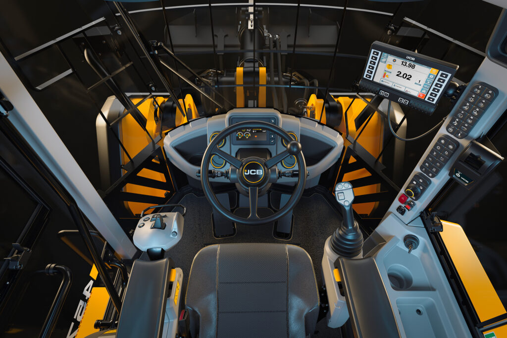 JCB 427 Agri -pyöräkuormaajan ohjaamo.