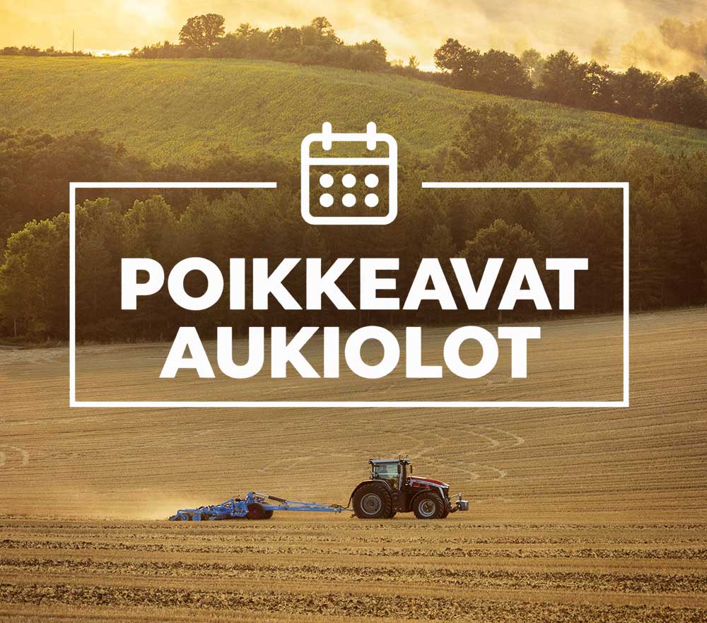 MF-traktori ja Lemken-muokkari sänkipellolla auringonlaskussa.